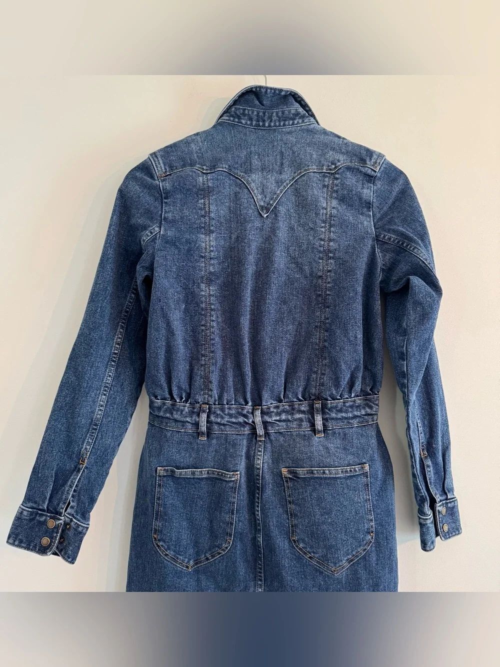 Tecovas Women's Long Sleeve Denim Midi Dress Size Small - Picture 4 of 13